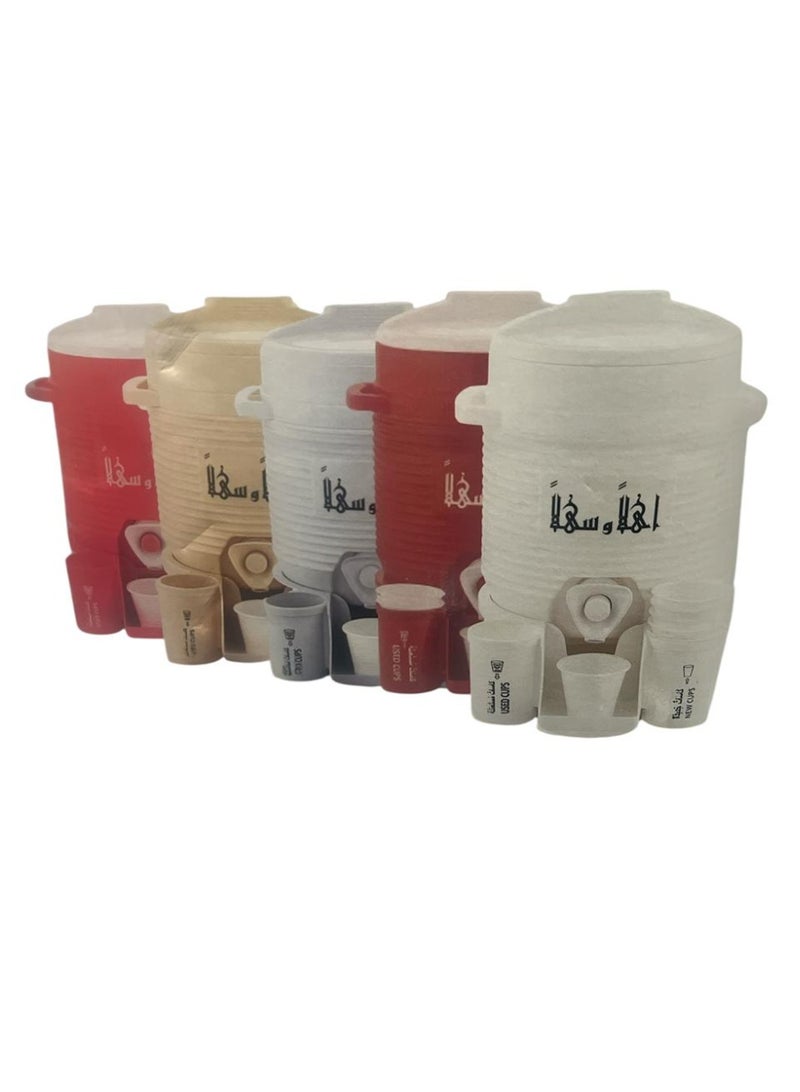 ALFA A small Ramadan thermos, a 2-liter water thermos in beige color with 6 small cups - Image 2